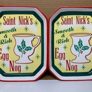 2 Holiday St. Nick's Egg Nog Trays/Dishes